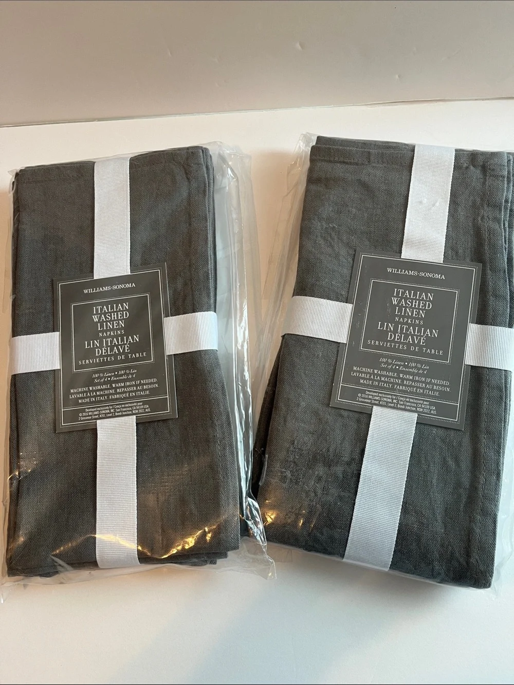 Williams Sonoma Washed Linen Napkins in Charcoal Gray